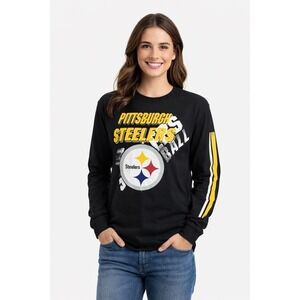Pittsburgh Steelers Black Long Sleeve Football T Shirt NFL Team Apparel XL 68-13